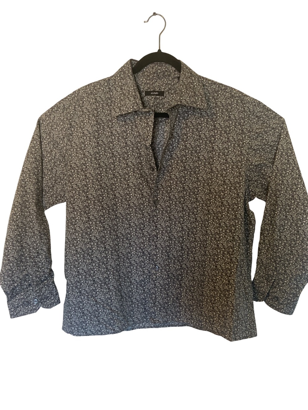 Alfani Men's Black Micro‎ Floral Button-Down Shirt